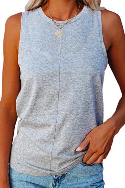 Priyavil Solid Crewneck Sleeveless Cozy Top