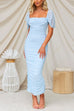 Priyavil Off Shoulder Ruched Bodycon Maxi Party Dress