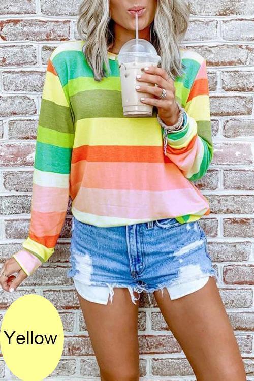 Priyavil Candy Striped Long Sleeves Pullover Top