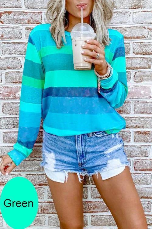 Priyavil Candy Striped Long Sleeves Pullover Top