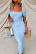 Priyavil Off Shoulder Ruched Bodycon Maxi Party Dress
