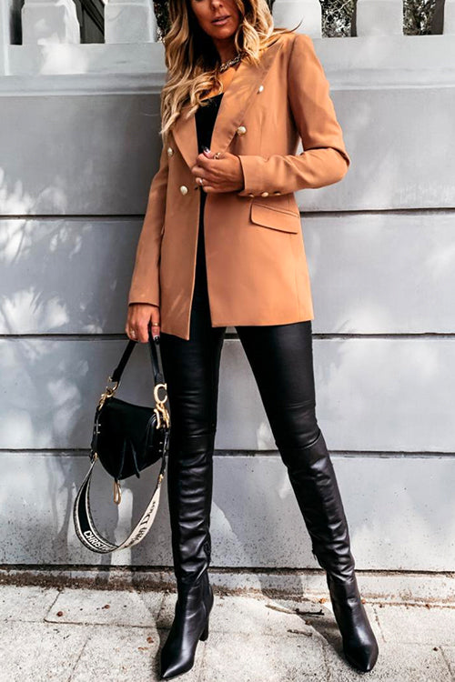 Priyavil Lapel Double Breasted Open Front Blazer Jacket