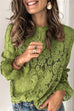 Priyavil Floral Lace Hollow Out Bell Sleeves Tops