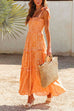 Priyavil Bow Knot Shoulder Frilled Ruffle Tiered Printed Maxi holiday Dress