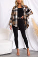 Priyavil Lapel Button Down Pockets Plaid Shacket Coat