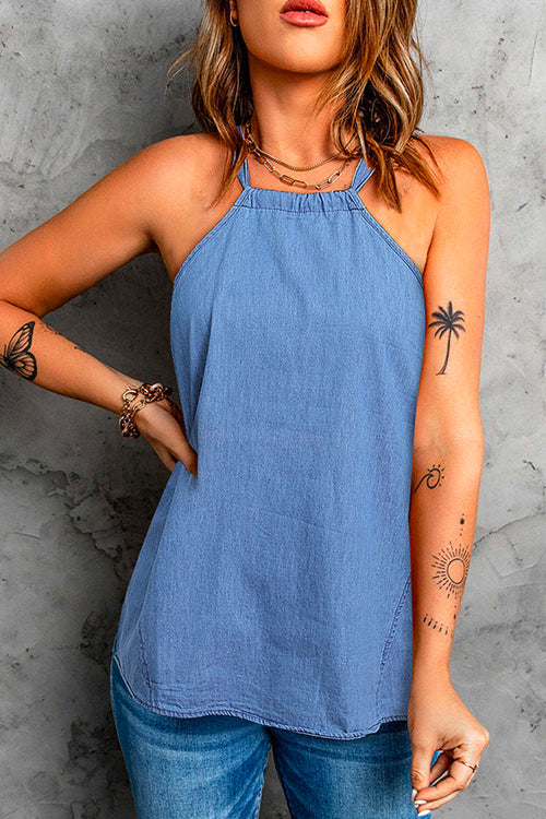 Priyavil Halter Solid Sleeveless Summer Top