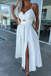 Priyavil V Neck Backless Twist Front Cut Out Slit Cami Party Dress