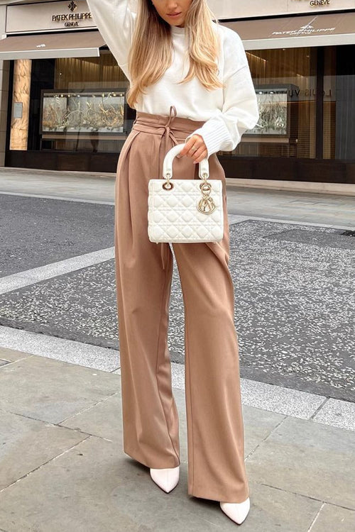 Priyavil High Waist Business Wide Leg Palazzo Pants