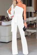 Priyavil One Shoulder Slit Sleeve Tie Knot Jumpsuit