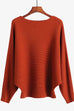 Priyavil Boat Neck Batwing Sleeves Ribbed Knit Sweater