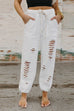 Priyavil Casual Tie Waist Ripped Cut Out Joggers