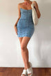 Priyavil Strapless Tube Top Denim Mini Bodycon Dress
