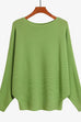 Priyavil Boat Neck Batwing Sleeves Ribbed Knit Sweater