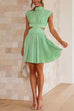 Priyavil Mockneck Cut Out Waisted Mini Swing Dress
