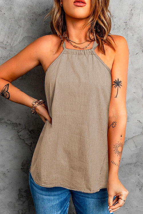 Priyavil Halter Solid Sleeveless Summer Top