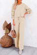 Priyavil Round Neck Pullover Drawstring Waist Wide Leg Pants Loungewear Set