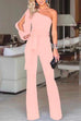 Priyavil One Shoulder Slit Sleeve Tie Knot Jumpsuit