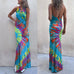 Priyavil Sleeveless Halter Backless Maxi Tie Dye Dress