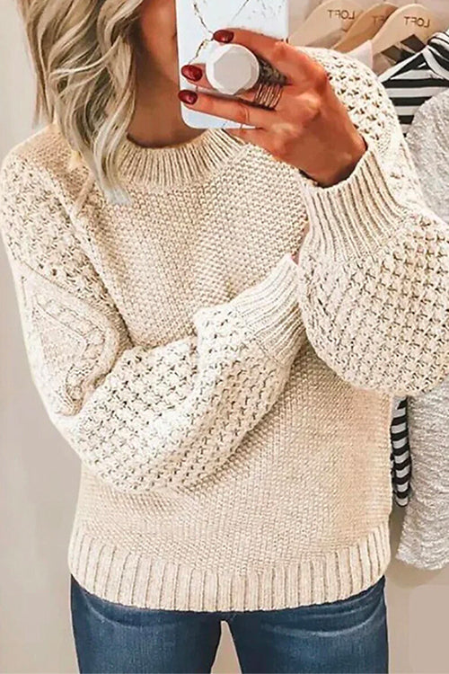 Priyavil Crewneck Hollow Out Crochet Knitting Sweater
