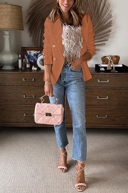 Priyavil Lapel Double Breasted Open Front Blazer Jacket