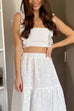 Priyavil Ruffle Trim Lace Hollow Out Crop Tank Top