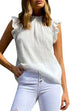 Priyavil Mockneck Sleeveless Ruffle Trim Chiffon Top