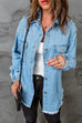 Priyavil Pearls Beading Raw Hem Distressed Denim Shirt Jacket