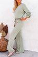 Priyavil Round Neck Pullover Drawstring Waist Wide Leg Pants Loungewear Set