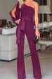 Priyavil One Shoulder Slit Sleeve Tie Knot Jumpsuit