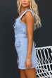 Priyavil Sleeveless Button Down Belted Denim Mini Dress