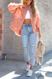 Priyavil Raw Hem Printed Autumn Denim Shirt Coat