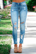 Priyavil Distressed Raw Hem Ripped Skinny Jeans