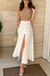 Priyavil Button Up Slit A-line Midi Skirt