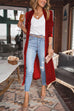 Priyavil Stylish Lapel Open Front Long Sleeve Velvet Coat