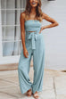 Priyavil Off Shoulder Bow Tie Waist Wide Leg Jumpsuit