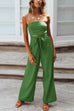 Priyavil Off Shoulder Bow Tie Waist Wide Leg Jumpsuit