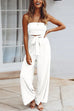 Priyavil Off Shoulder Bow Tie Waist Wide Leg Jumpsuit