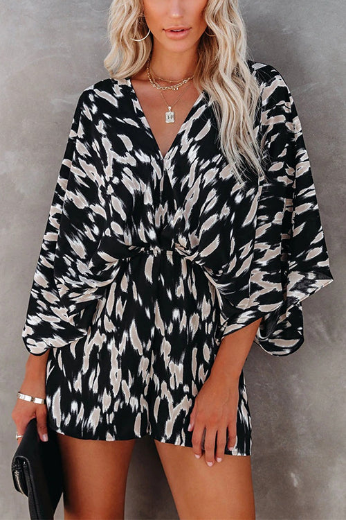 Priyavil V Neck Batwing Sleeve Printed Romper