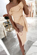 Priyavil Ruffle Off Shoulder Sleeveless Side Split Dress