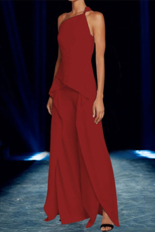 Priyavil One Shoulder Sleeveless High Waist Jumpsuit