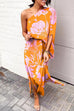 Priyavil Casual One Shoulder Side Split Printed Dress