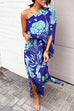 Priyavil Casual One Shoulder Side Split Printed Dress