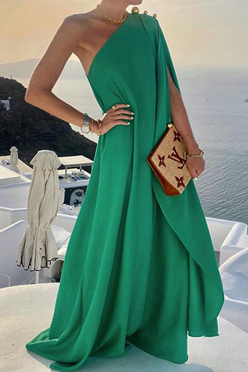 Priyavil One Shoulder High Waist Maxi Swing Dress