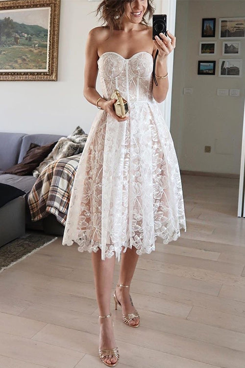 Priyavil Off Shoulder Sleeveless Lace Swing Dress