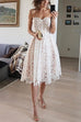Priyavil Off Shoulder Sleeveless Lace Swing Dress