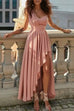 Priyavil Solid Sleeveless High Waist Slit Party Swing Dress