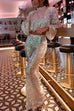 Priyavil Mockneck Lantern Sleeve Sequin Crop Top