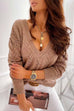 Priyavil V Neck Long Sleeve Hollow Out Sweater