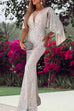 Priyavil V Neck Batwing Sleeve Sequin Party Dress