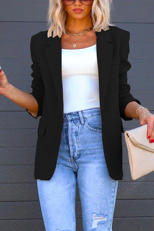 Priyavil Lapel One Button Solid Office Blazer